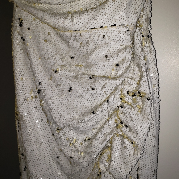 White and gold sequin strapless dress size 8 - Picture 3 of 5